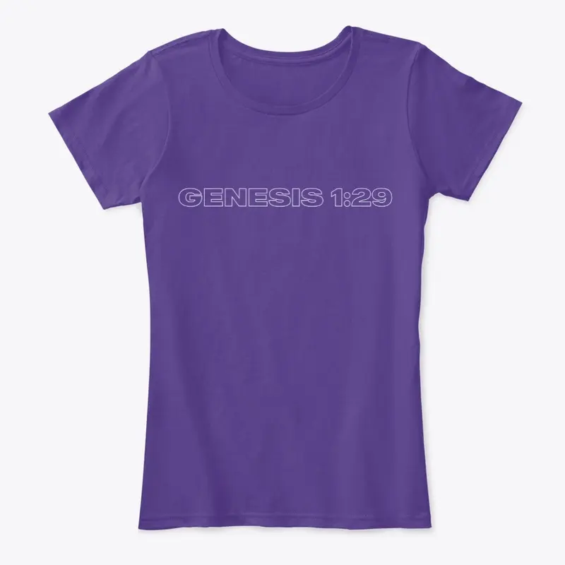 Genesis 1:29 White Outline Tee Women's